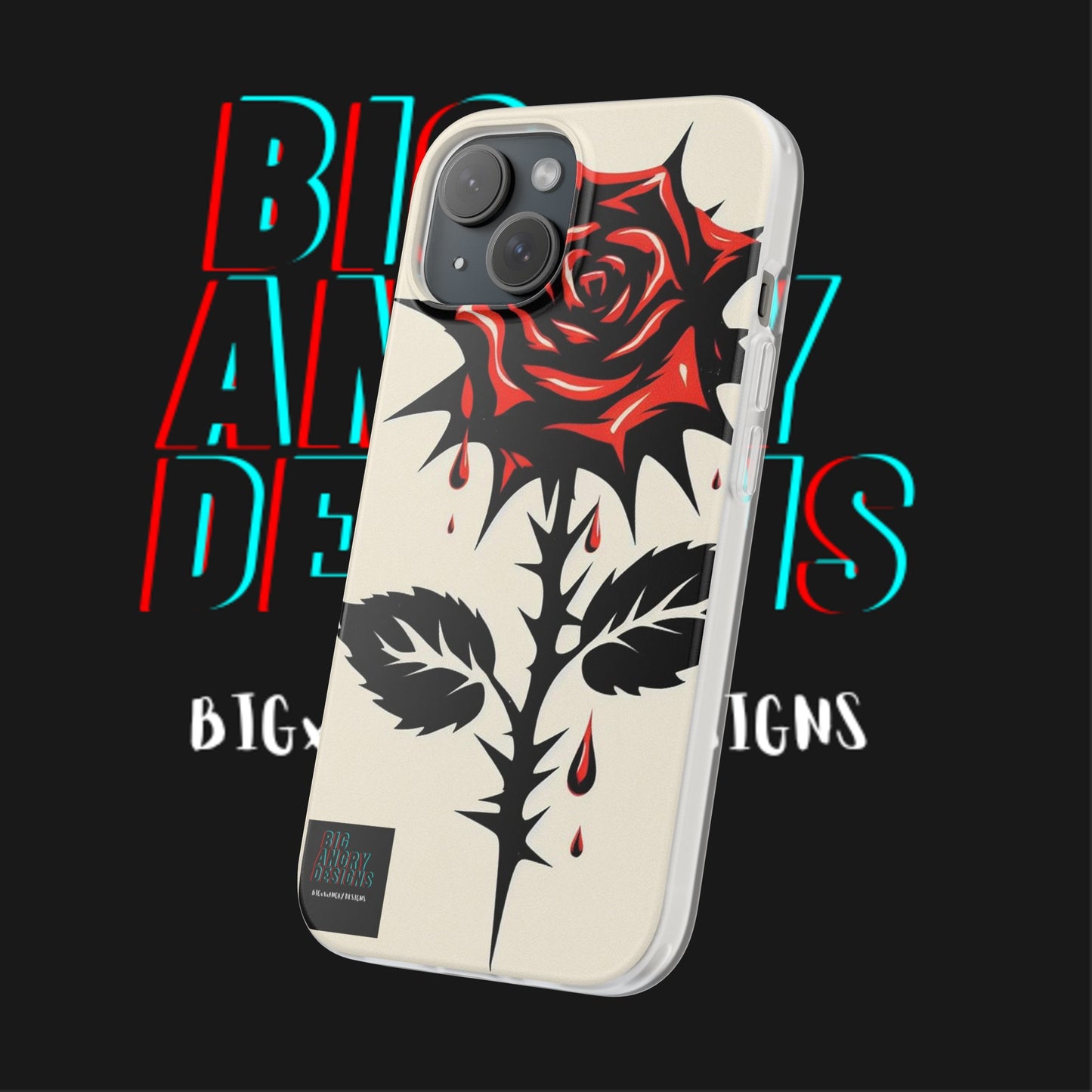 BIGxXxANGRY DESIGNS "KISSED ROSE" Flex Case