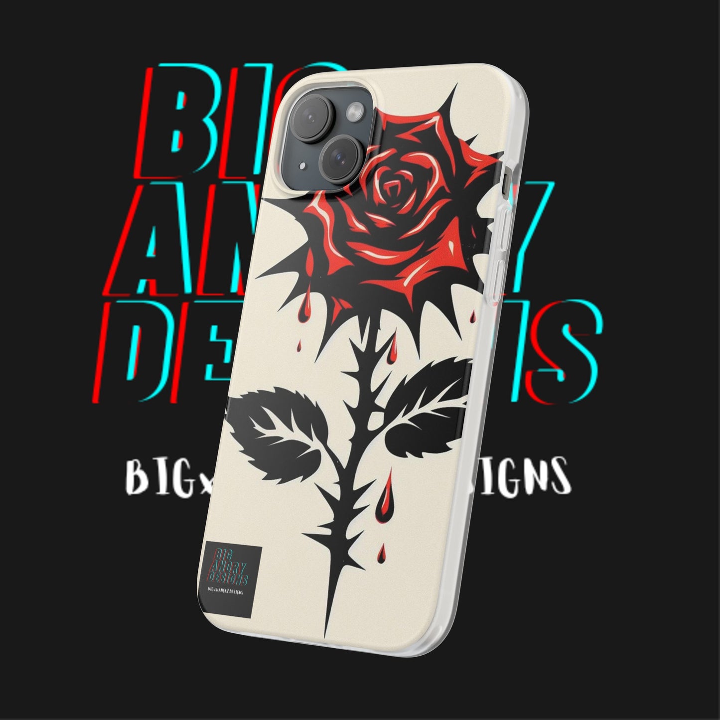 BIGxXxANGRY DESIGNS "KISSED ROSE" Flex Case